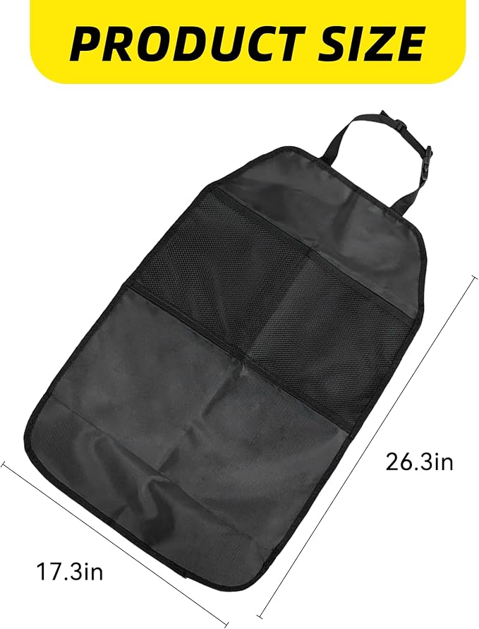 2 PCS Kick Mat Back Seat Protector, Waterproof Car Backseat Protective Kick Mat with 2 Mesh Pockets, Large Vehicle Seat Back Kick Mat Organizer for Kids, Car Accessories (2PCS)