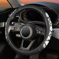 Snake Skin Leather Steering Wheel Cover,Black and White Animal Fur Car Accessory Steering Wheel Cover,Universal 14.5-15inch,Anti-Slip Car Steering Wheel Protector for Women Men