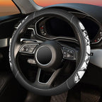 Snake Skin Leather Steering Wheel Cover,Black and White Animal Fur Car Accessory Steering Wheel Cover,Universal 14.5-15inch,Anti-Slip Car Steering Wheel Protector for Women Men