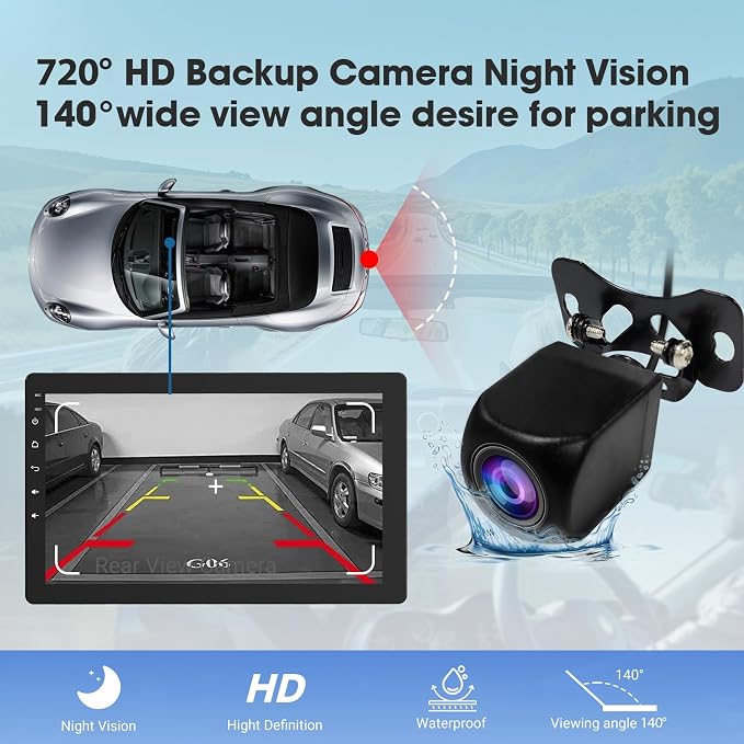 10.1 inch Single Din Car Stereo, Rotatable Touch Screen Radio with Wireless Apple CarPlay & Android Auto, Backup Camera, Mirror Link, SWC, GPS, Voice Control, Bluetooth, WiFi