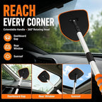 XINDELL Windshield Cleaner Tool, Extendable Car Window Cleaning Kit with 360° Rotating Head, Interior Exterior Glass Cleaner for Cars Trucks SUVs, 10PCS with 3 Pads, Towels, Brushes & Bag | 360° Head, Extendable Handle, 3 Pads, 2 Brushes, 3 Towels, Spr...