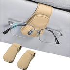 Sunglasses Holders for Car Sun Visor, Leather Eyeglasses Hanger Mounter, Magnetic Glasses Holder and Ticket Card Clip, Auto Interior Accessories Universal for SUV Pickup Truck