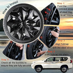 Hubcap Wheel Cover Replacement R17 Hub Caps Universal-Fit Steel Wheel Rim Cover ABS Material Exterior Accessories for Most Car Truck SUV -Set of 4（17-inch，Black）