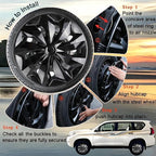 Hubcaps Wheel Cover Replacement Size R14 Hub Cap Universal-Fit Steel Wheels Rims Cover ABS Tire Caps for Most Car Truck Sedan SUV -Set of 4（14-inch，Black）