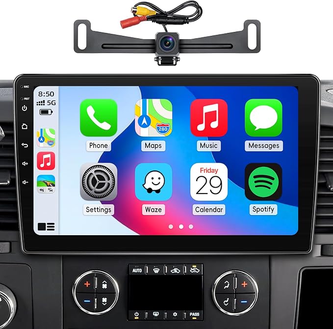 Car Stereo Radio Upgrade for Chevy Silverado 2007-2013 Tahoe GMC Sierra Yukon Replacement Android 15 Head Unit with 10 Inch Touch Screen CarPlay Android Auto Backup Camera(2+64G)