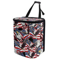 American Flag Eagle Print Car Trash Can with Lid, 4th of July Leak Proof Auto Trash Bag Hanging Vehicle Garbage Can Multipurpose Storage Container for Back Seat Road Trip