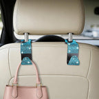 HZEL Bling Car Seat Headrest Hooks, 4PCS Crystal Rhinestone Vehicle Seat Back Hanger Holder for Purses Bag Handbags, Diamond Headrest Storage Organizer, Universal Auto Accessories (Lake Blue)