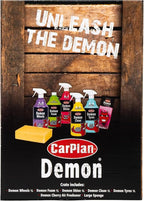 Demon Car Wash Kit - 7 Piece Set Includes Car Wash Soap, Wheel Cleaner, Tire Shine, Interior Cleaner, Demon Shine, Air Freshener & Sponge