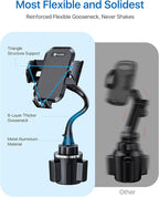 Upgraded 15" Cup Holder Phone Holder, 【Solidest & Adjustable】 Military-Grade Long Gooseneck Cup Phone Holders for Your Car Truck, Car Phone Holder for iPhone 17 Pro Max 16 15 14/Samsung/Pixel