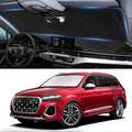 Custom fit Audi Q7 Windshield Sunshade for 2016-2023 2024 2025 2026 Audi Q7 SUV Shades Cover for Windshield Sun Visor Screen Protector 210T Reflective Blocks UV Rays Cool Car Accessories