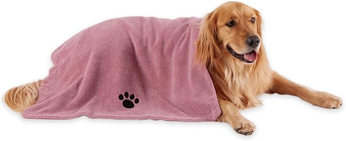 Pet Grooming Towel Collection Absorbent Microfiber X-Large, 41x23.5", Embroidered Rose