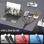 Dual Type-C 4 in 1 Multi Charging Cable for iPhone 17/ Galxy S26, Travel Cruise Essentials, USB Cable iPhone Charger Cord, Charging Cords for iPhone17-8/Androids/iPad and More, Car Charger (2Pack 5FT)