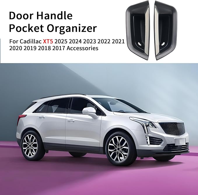 Car Door Handle Pocket Organizer For Cadillac XT5 2024 2023 2022 2021-2017 Accessories Insert Tray Storage Box Front door storage box (2PCS Front Door Storage Box)