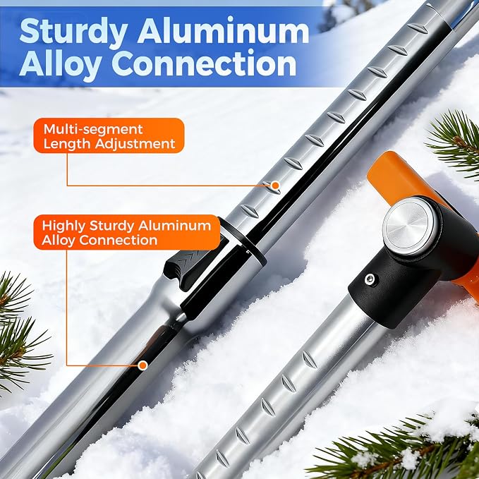 Telescoping 2-in-1 Snow Broom & Ice Scraper for Windshield, 32.5 in No-Scratch Snow Brush with Foam Head, Snow Remover Tool for SUV/Truck, Windows, Roof