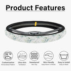 Leaf Steering Wheel Cover, Cute Print Steering Wheel Cover Protector, Ultra Thin Breathable Non-Slip, Car Accessories for Women, for Steering Wheel with a Diameter of 14.5"-15"