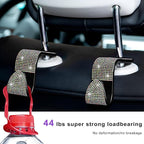 4 PCS Car Seat Headrest Hooks, Bling Crystal Rhinestone Back Seat Hanger Storage Organizer, Sparkly Seatback Holder Hooks for Purse and Bags Universal For Most Vehicles (Colorful)
