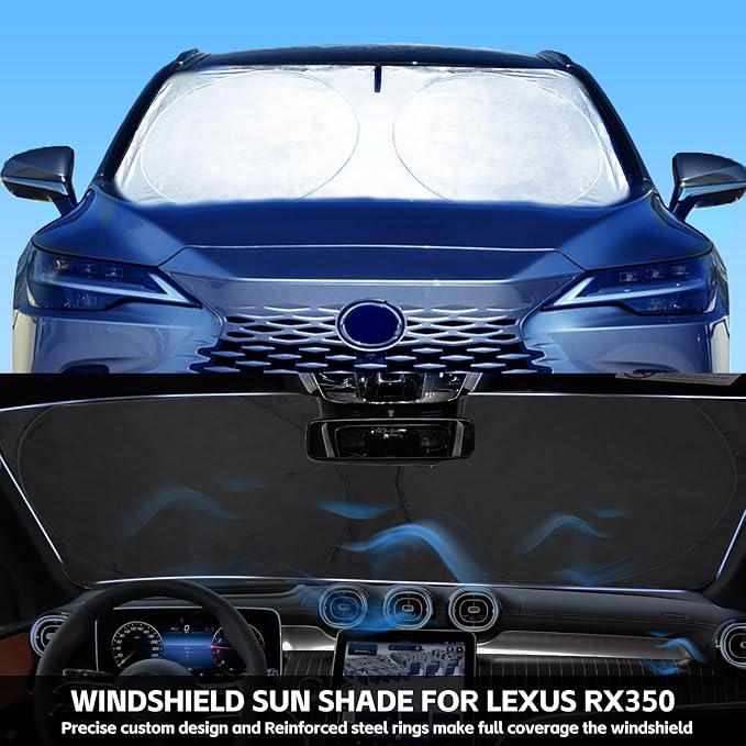 Windshield Sunshade for Lexus RX 350 450h 2016-2022 RX 350, RX 350 F Sport, RX 350L 2023 2024 2025, Front Window Sun Visor Cover, UV Heat Blocker Protector, Foldable Sun Shade Accessories