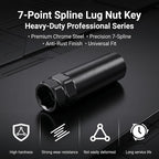 Large 7 Spline Lug Nut Socket, Car Wheel Lock Removal Tool, Replacement Lock Key for Aftermarket 7-Spline Wheel Nuts, for 21 mm (13/16 Inch) & 22 mm (7/8 Inch) Hex Socket Wrench