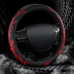 Red Embroidery Butterfly Car Steering Wheel Cover,14.5-15 Inch Universal Leather Covers Breathable Anti-Slip Odorless Steering Wheels Accessories for Men Women