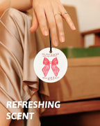 Pink Christian Round Car Air Freshener 4 Pcs, Girly Pink Bow Floral Religious Hanging Air Freshener for Cars Closet Drawer Books, Cute Preppy Christian Car Accessories Mirror Decor for Women