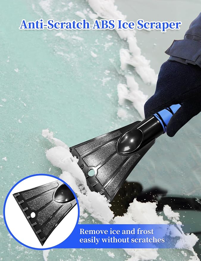 27 Inch Ice Scraper and Brush for Car, Snow Brush and Ice Scraper with Foam Grip, Detachable Snow Scraper for SUV Truck Vehicle Auto Windshield Window - Blue