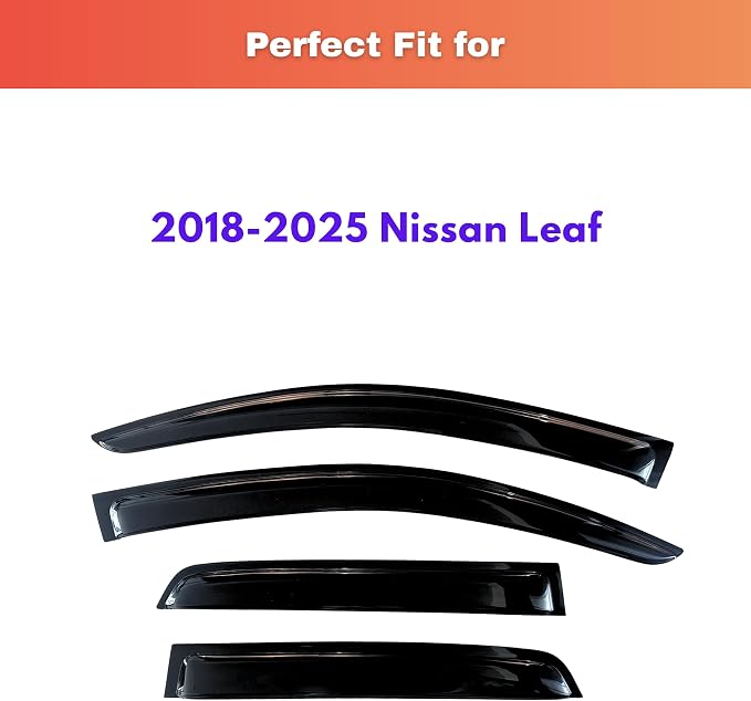 KPY Rain Guards Fit for 2018-2025 Nissan Leaf, Out-Channel Window Visors Vent Wind Deflectors 4PC, Car Accessories for 18-25 Leaf