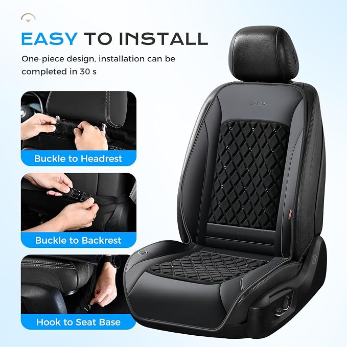 Coverado 2026 Upgraded Cooling Car Seat Cover, 12V-24V Ventilated Car Seat Cushion with 8 Fans, Cooled Seat Cover for Car SUV Truck Universal Fit,Dual car Ports + A+C USB Ports Fashion Black