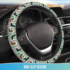 Elastic Steering Wheel Cover Car Accessories Cute Universal 15 Inch Absorbing Sweat Non-Slip Breathable for Man Woman, Cute Dachshund Floral
