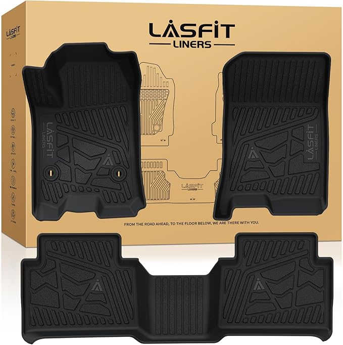 Floor Mats for Chevrolet Chevy Colorado/GMC Canyon Crew Cab 2023 2024 2025 2026 (Fit Carpet Floor), All Weather TPE Custom Fit Floor Mats for Cars, 1st and 2nd Row Car Floor Mats Full Set