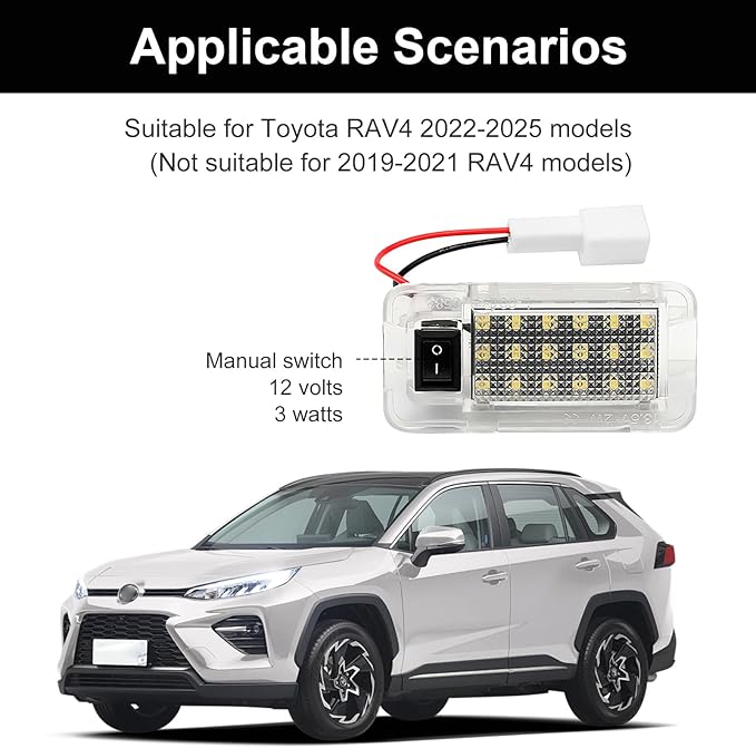 LED Luggage Compartment Light Fits for Toyota RAV4,Trunk Ceiling Lights Lamps,Decorative Atmosphere Lamp,Interior Replacement LED Lights Lamps,Car Accessories (for Toyota RAV4 2022-2025)