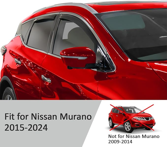 Voron Glass in-Channel Extra Durable Rain Guards for Nissan Murano 2015-2024, Window Deflectors, Vent Window Visors, 4 Pieces - 200483