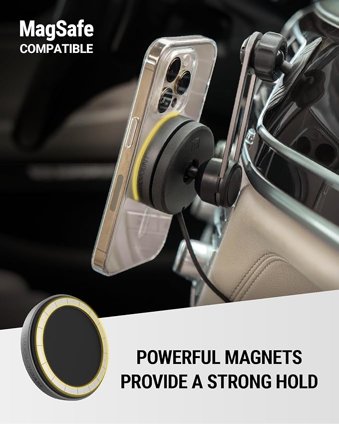 Qi2 MagSafe Car Mount Charger, 15W Wireless Magnetic Phone Holder for Car Dash, Vent & Tesla Display, Secure Grip, 4ft Cable, Fast Charging Compatible with MagSafe iPhone & Samsung Galaxy S25
