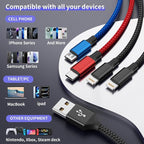 Travel 4 in 1 Multi Charging Cable with Dual IP/Type C/Micro USB, 2Packs 5FT Car Accessories iPhone Charger Cord for Multiple Devices, Universal USB Cable for iPhone17-8/iPads/Tablets and More