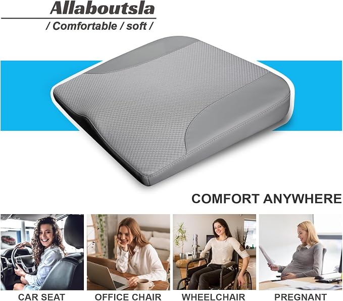 Car Seat Cushion, Car Seat Cushions for Long Driving | Comfortable Memory Foam Driver Seat Cushion, Automotive Seat Cushions, Butt Pillow for Car,Truck, Office Chair, Gray