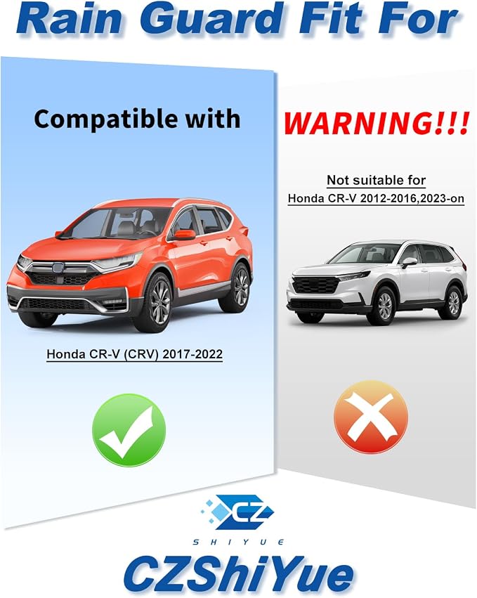 in-Channel Rain Guards Fit for Honda CR-V 2017-2022 Window Rain Guard Extra Durable CRV Window Deflectors Window Vent Visors Vent Shades Exterior Car Accessories-4pcs
