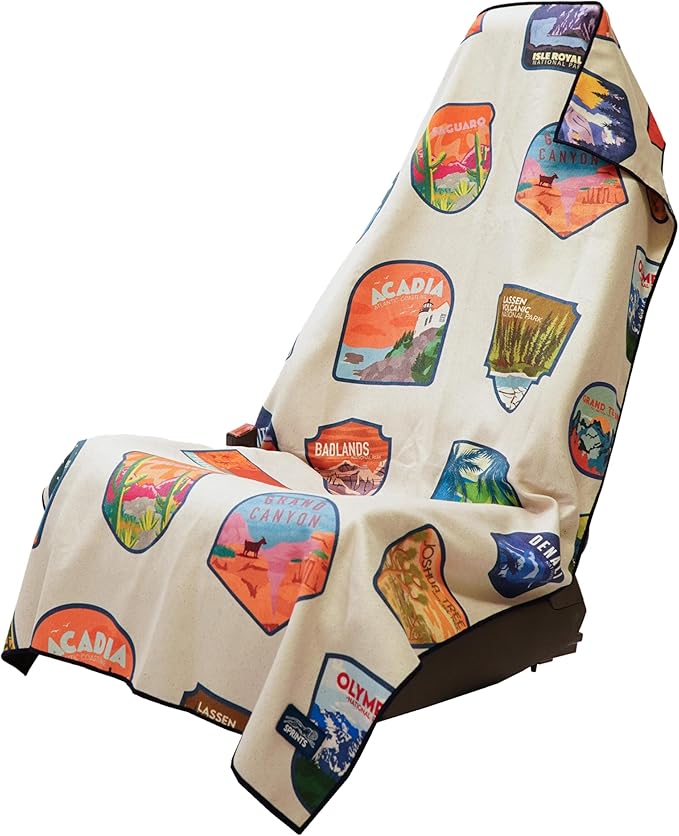 Athletic Running Towel, Full-Sized, Car Seat Cover - Performance Microfiber (National Parks Cream)