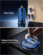 【Upgraded】 125W USB C Car Charger Super Fast Charging for iPhone 16, [PD65W & QC60W][All Metal] Cigarette Lighter Car Charger,Dual Port for iPhone 16 15 Pro iPad Samsung S25 S24 MacBook-Blue