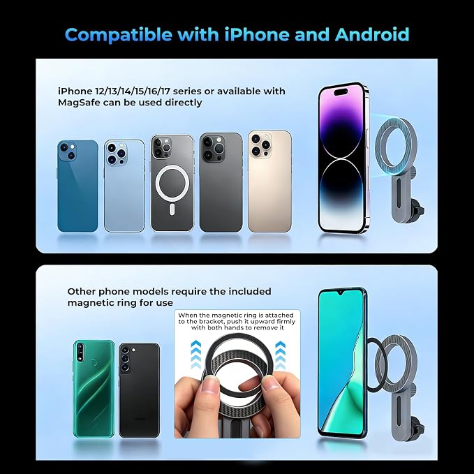 Phone Mount for MagSafe for Lexus RX RX350 RX350h RX500h Hybrid 2023 2024 2025 2026 Accessories 14-inch Screen Adjustable Magnetic Carbon Fiber Pattern Phone Holder for iPhone Samsung