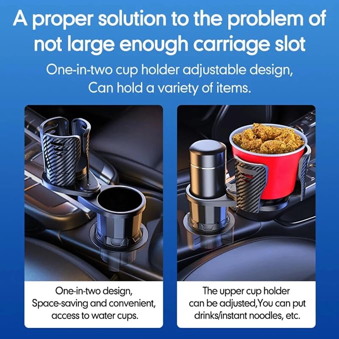 Car Cup Holder Expander, 2 in 1 360° Rotating Adjustable Fits 40oz Bottles | Fits 40oz Yeti & Hydro Flask, 2-in-1 360° Rotating, Durable ABS, Adjustable Base, Easy Install, Stable Hold, Universal Fit