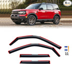 in-Channel Rain Guards for 2021-2026 Ford Bronco Sport, Window Visor Shields Vent Deflector Shade Wind Dark Smoke 2022 2023 2024 2025 21 22 23 24 25 26, Tape-On Outside-Mount, 4PCS