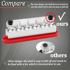 650A Bus Bar 12V Marine 3/8" Power Distribution Block Automotive Busbar Terminal Block,Battery Buss Bar (Pair, Red & Black) 6 x 3/8" Post