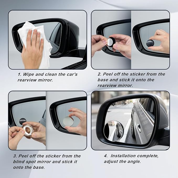 Blind Spot Mirrors 2 Pack, Electroplated Metal 2" Round HD Glass Frameless Convex Side Rear View Mirror,Self-Adhesive Back for Car SUV Truck(style1)