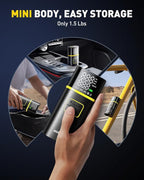 Tire Inflator Portable Air Compressor - 150PSI Bike Pump 1Min Fast Inflate with Tire Pressure Gauge, 5200 mAh, LED Light, Car Accessories Air Pump for Auto, Moto, Bike Car Gifts for Men