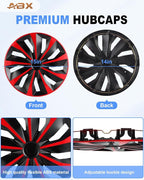 Hubcaps,15 inch hubcaps Set of 4, Wheel Rim Cover ABS Material, Snap On Car Truck SUV Replacement, for Toyota Camry Nissan Mazda etc, Black & Red
