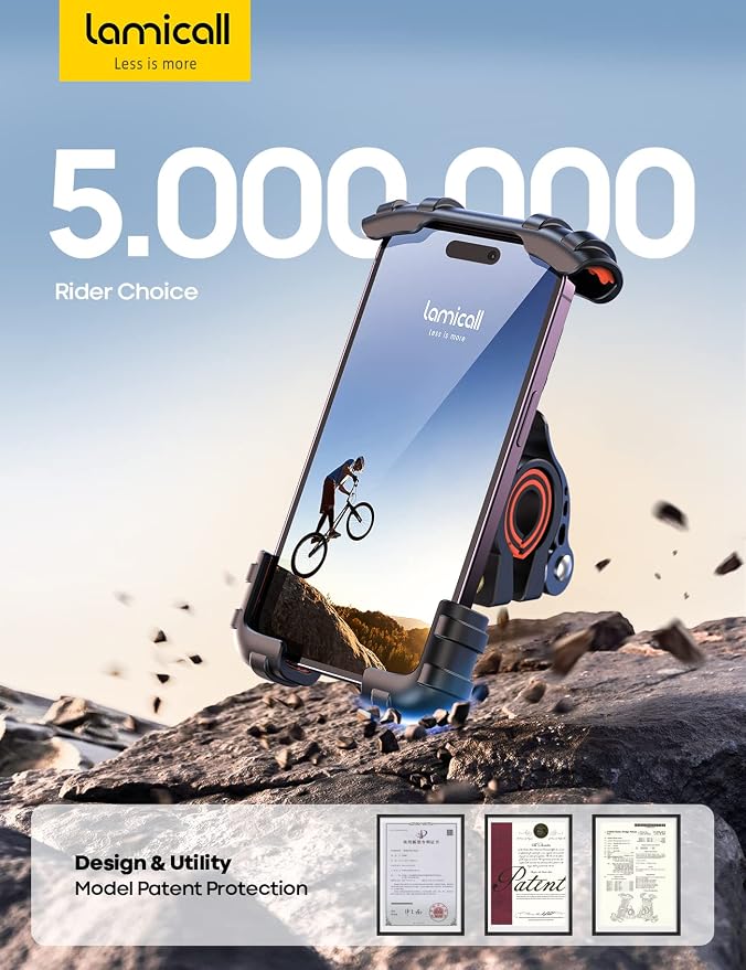 Bike Phone Holder, Motorcycle Phone Mount - Motorcycle Handlebar Cell Phone Clamp, Scooter Phone Clip for iPhone 14 Plus/Pro Max, 13 Pro Max, S9, S10 and More 4.7" - 6.8" Smartphone, Orange