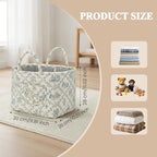 Floral Fabric Storage Basket Car Interior Storage Basket Underwear Sundries Laundry Baskets Supplies Home Organizer Bag (blue 2)