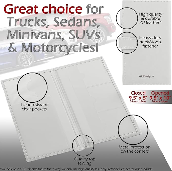 Registration and Insurance Card Holder - Car Organizer - White | Vehicle Glove Box Document Organizer, Auto Essential Paperwork Holder for Contact Information Cards, Interior Car Accessories