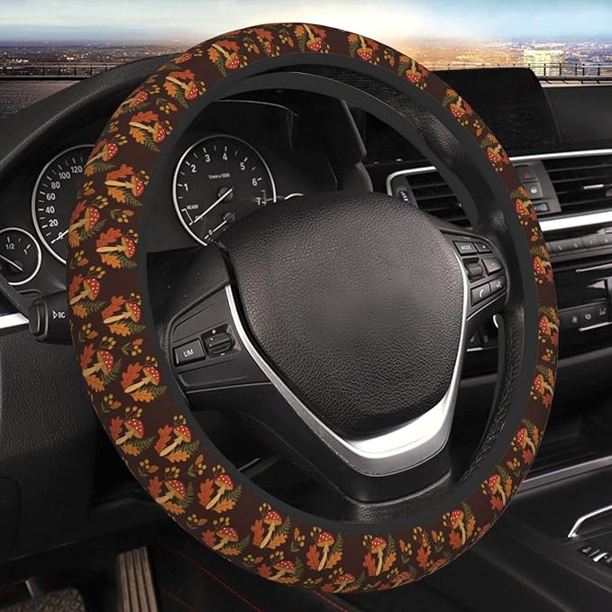 Mushroom Steering Wheel Cover, Neoprene Universal 15 Inch Anti-Slip Car Protector for Most Vehicles, Sedans, SUVs, and Trucks