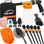 Car Wash Detailing Kit Cleaning Kits with Foam Gun Sprayer, Car Wash Brush and Large Wash Mitt Duster for Car Interior and Exterior Cleaning (Orange)
