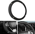 Bling Car Steering Wheel Cover, 15 Inch Rhinestones Soft Leather Elastic Steering Wheel Protector, Sparkly Crystal Diamond for Women, Car Interior Accessories for Most Cars (Black)